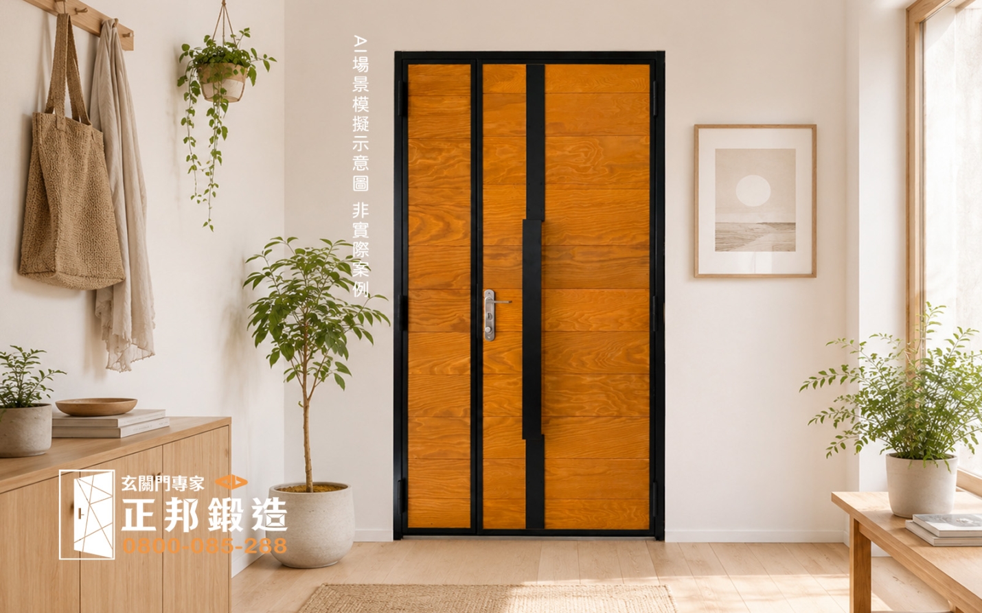木製大門推薦|C9B-3014木紋大門打造無印風住宅玄關空間