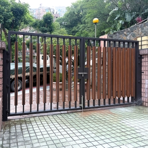 不銹鋼木紋烤漆格柵大門C9C-4062