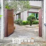 三峽庭院雙開大門安裝(紅古銅+木紋烤漆R104)