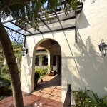 古典鍛造遮雨棚C9G-1028(古典褐)(3mm透明平板PC板) 安裝於歐式建築門廊