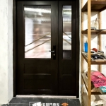 C9B-1076(古典褐,黑色多一點)門把3803 板橋玻璃造型門安裝案例 (5)