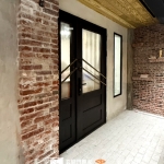 C9B-1076(古典褐,黑色多一點)門把3803 板橋玻璃造型門安裝案例 (1)