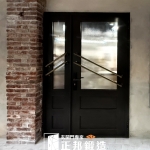 C9B-1076(古典褐,黑色多一點)門把3803 板橋玻璃造型門安裝案例 (3)