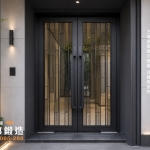 AI 模擬示意圖：正邦鍛造細線條造型玻璃玄關門 30款北歐風客廳大門示意圖-居家布置