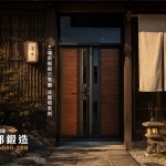 木頭玻璃玄關門推薦 南方松雙開大門搭配京都町家風格建築與日式庭院設計 正邦鍛造