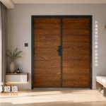 木製大門案例分享｜C9B-3004雙開木紋大門與現代住宅玄關設計