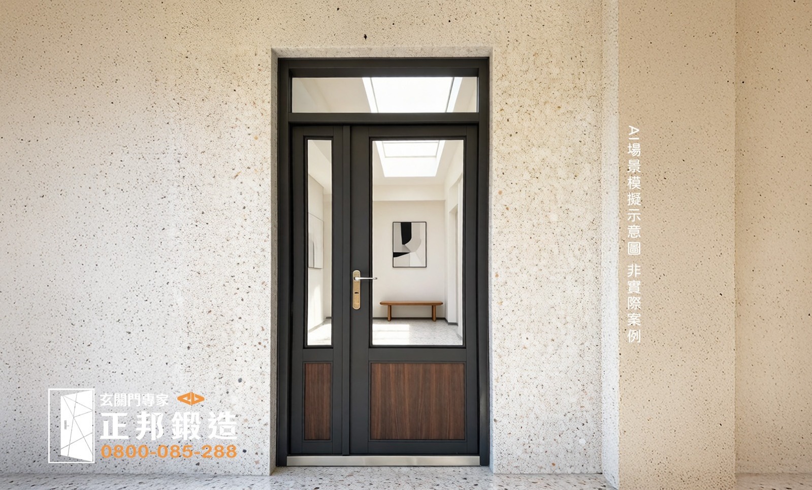 藝廊玻璃門設計｜木紋質感展示中心｜藝術空間門面裝修靈感｜正邦鍛造